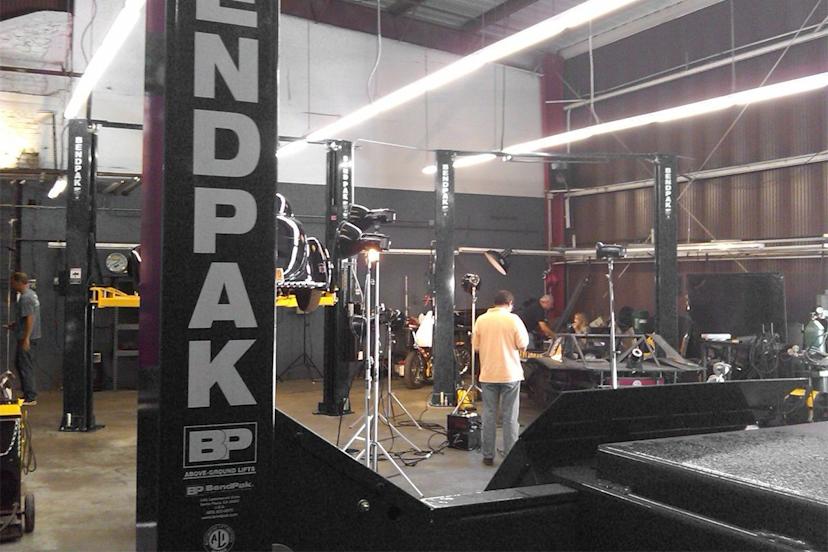 Jesse James BendPak Photo Shoot in Custom Garage