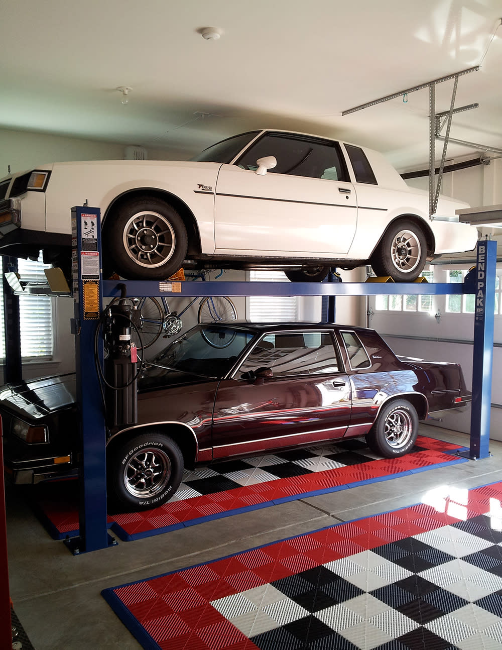 BendPak Four Post Lift Garage Car Storage Setup