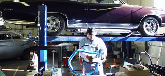 Classic Muscle Car on BendPak Lift in Auto Shop