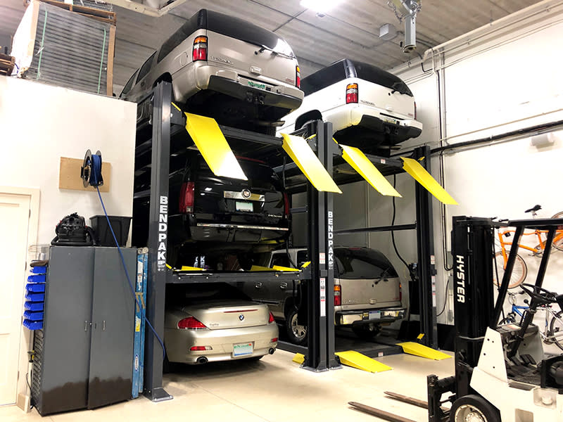 BendPak Triple Stack Parking Lifts Warehouse Storage