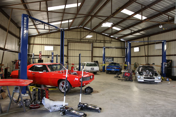 Race Shop Interior With Multiple BendPak Car Lifts