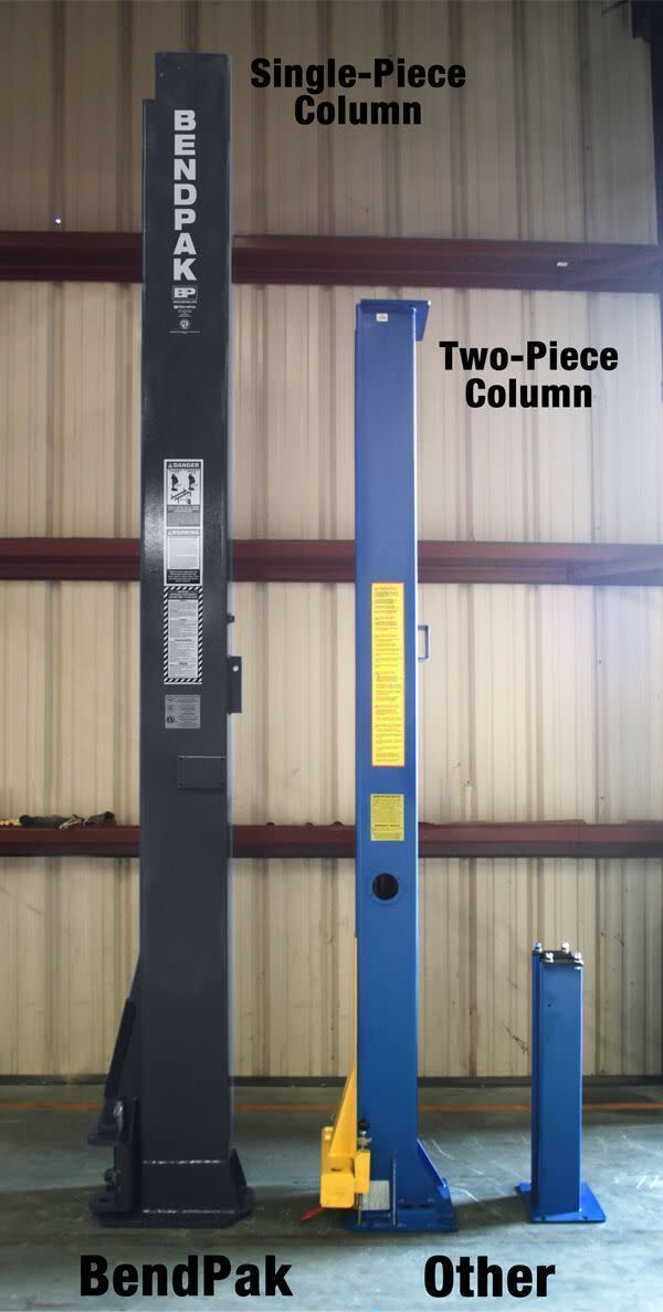 BendPak Single-Piece Lift Column Side-by-Side Comparison