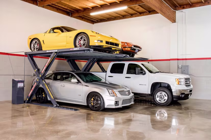 autostacker-a6s-a6w-dual-lifts-four-cars-corner-commercial-garage