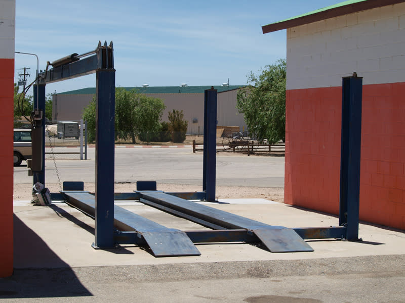 BendPak Four Post Lift Outdoor Installation Rear View