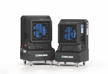 Cool Boss CB12 and CB14 Portable Evaporative Air Coolers for Garage and Warehouse Cooling