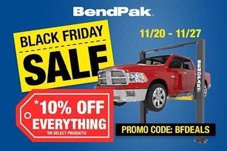 BendPak Black Friday Car Lift Sale Promo Automotive Lifts Discount