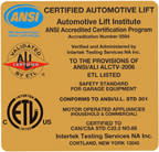 BendPak ALI Certified Automotive Lift Safety Certification Label