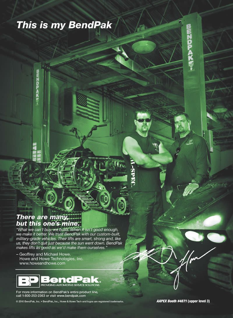 Howe and Howe Tech BendPak Lift Advertisement