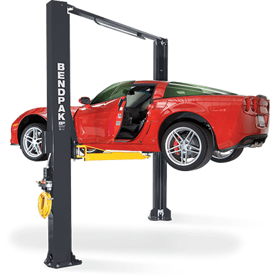 BendPak XPR-10AS Two Post Car Lift Raising Corvette