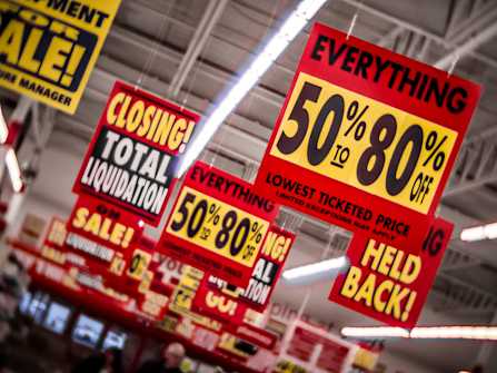 Retail Store Closing Sale Signs 50 to 80 Percent Off
