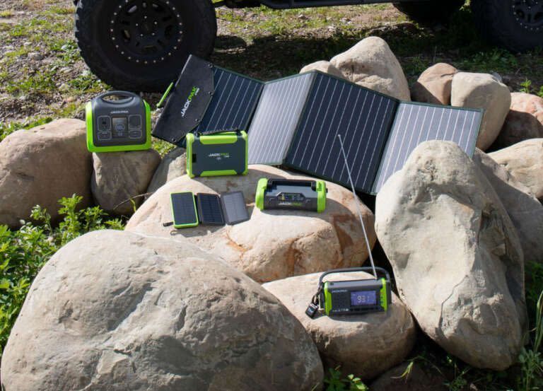 JackPak Portable Power Stations and Solar Panels Outdoors