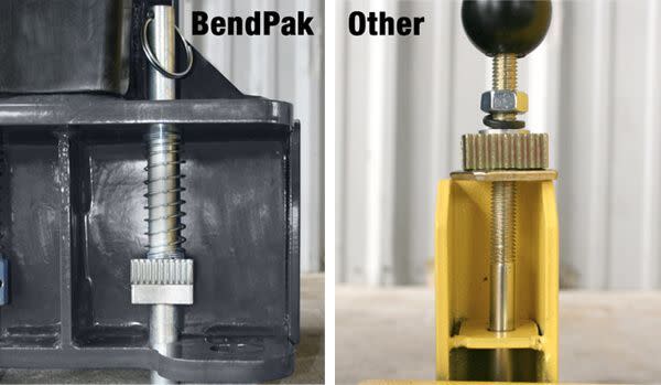 BendPak Lift Arm Restraint Mechanism Comparison