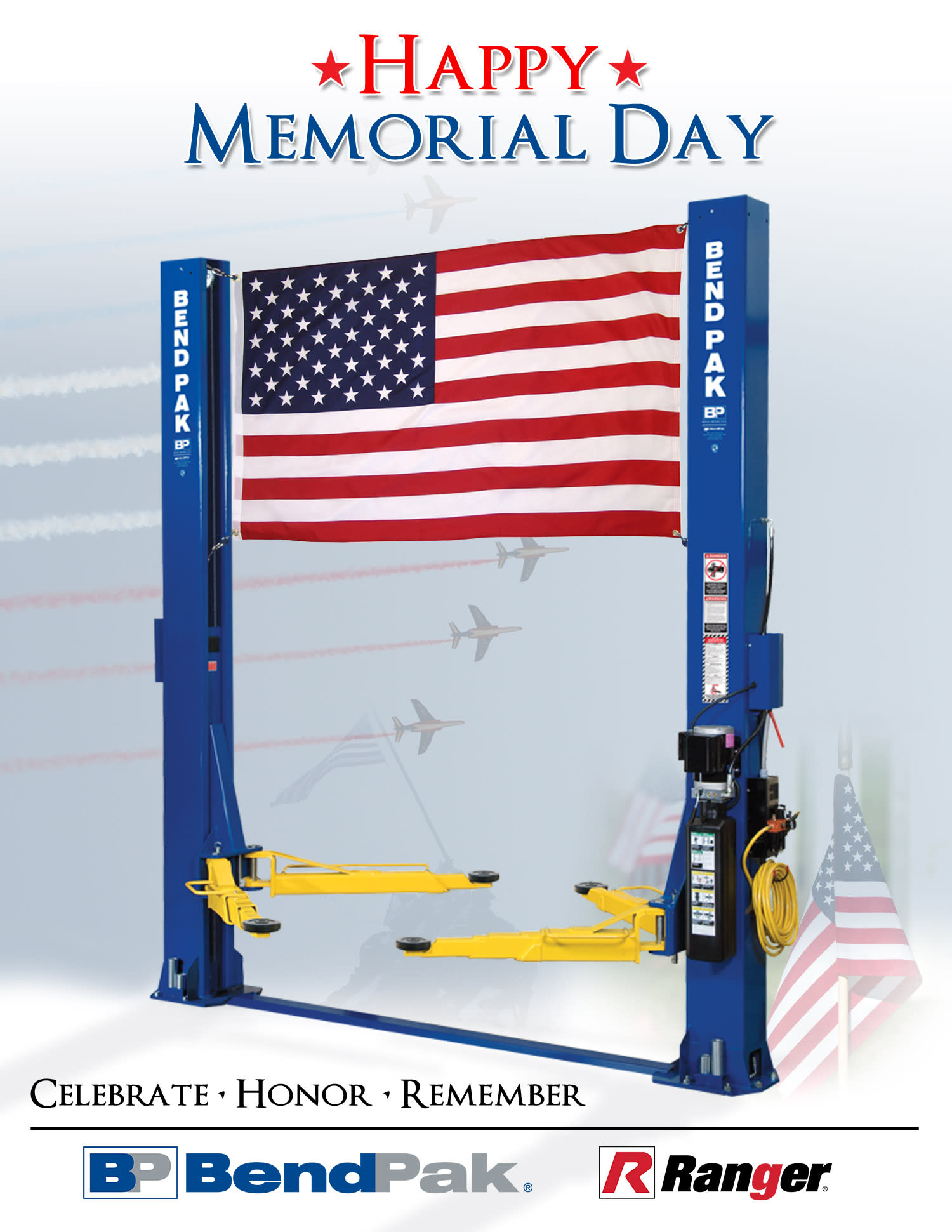 BendPak Two Post Car Lift Memorial Day Tribute