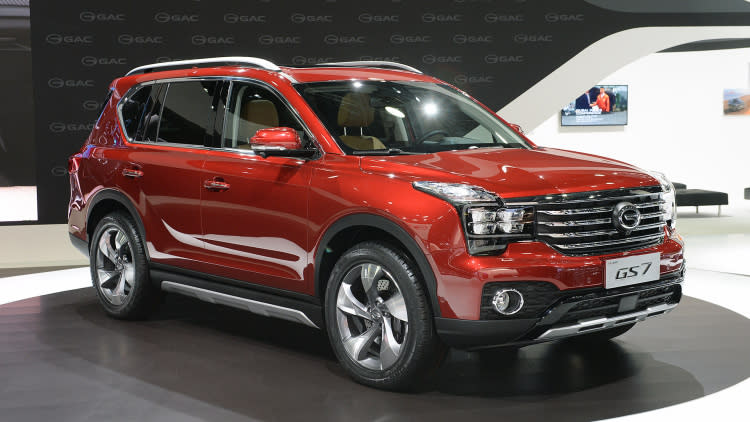 GAC GS7 SUV Red Exterior Display at Auto Show