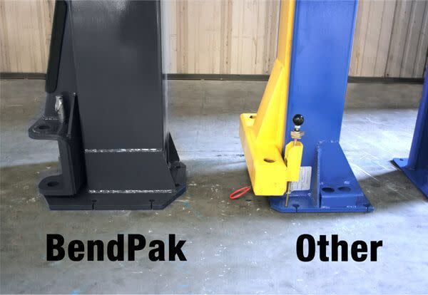 BendPak Lift Column Base vs Competitor Comparison