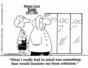 Winter Coat Sale Cartoon Humor Insulated From Criticism Comic