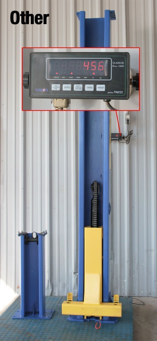 Competitor Two-Piece Lift Column Weight Comparison