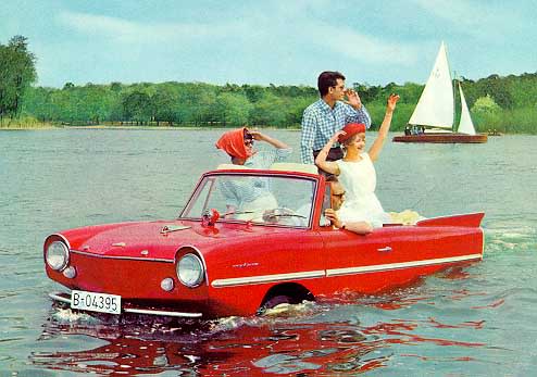 Vintage Amphicar Convertible Driving In Water Classic Car