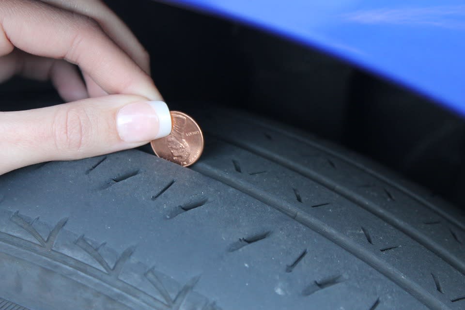 Penny Tire Tread Depth Test Checking Tire Wear