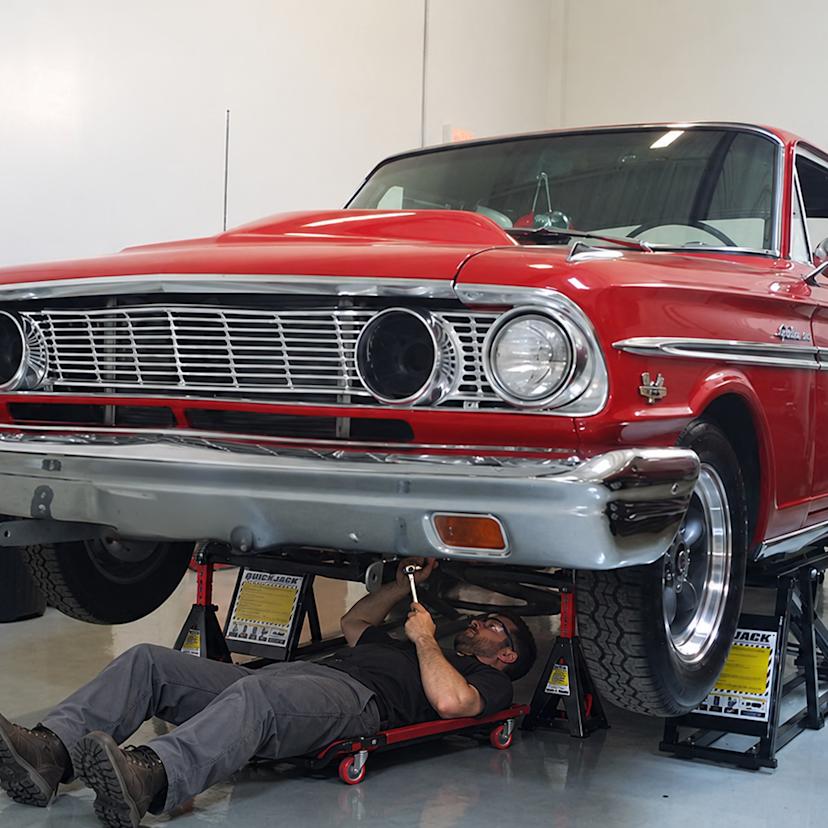 Using QuickJack portable car lift for auto repair