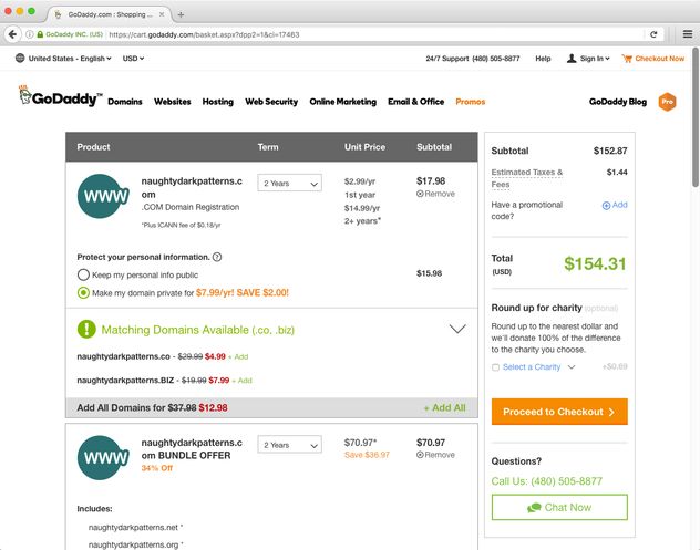Dark pattern skeak into basket