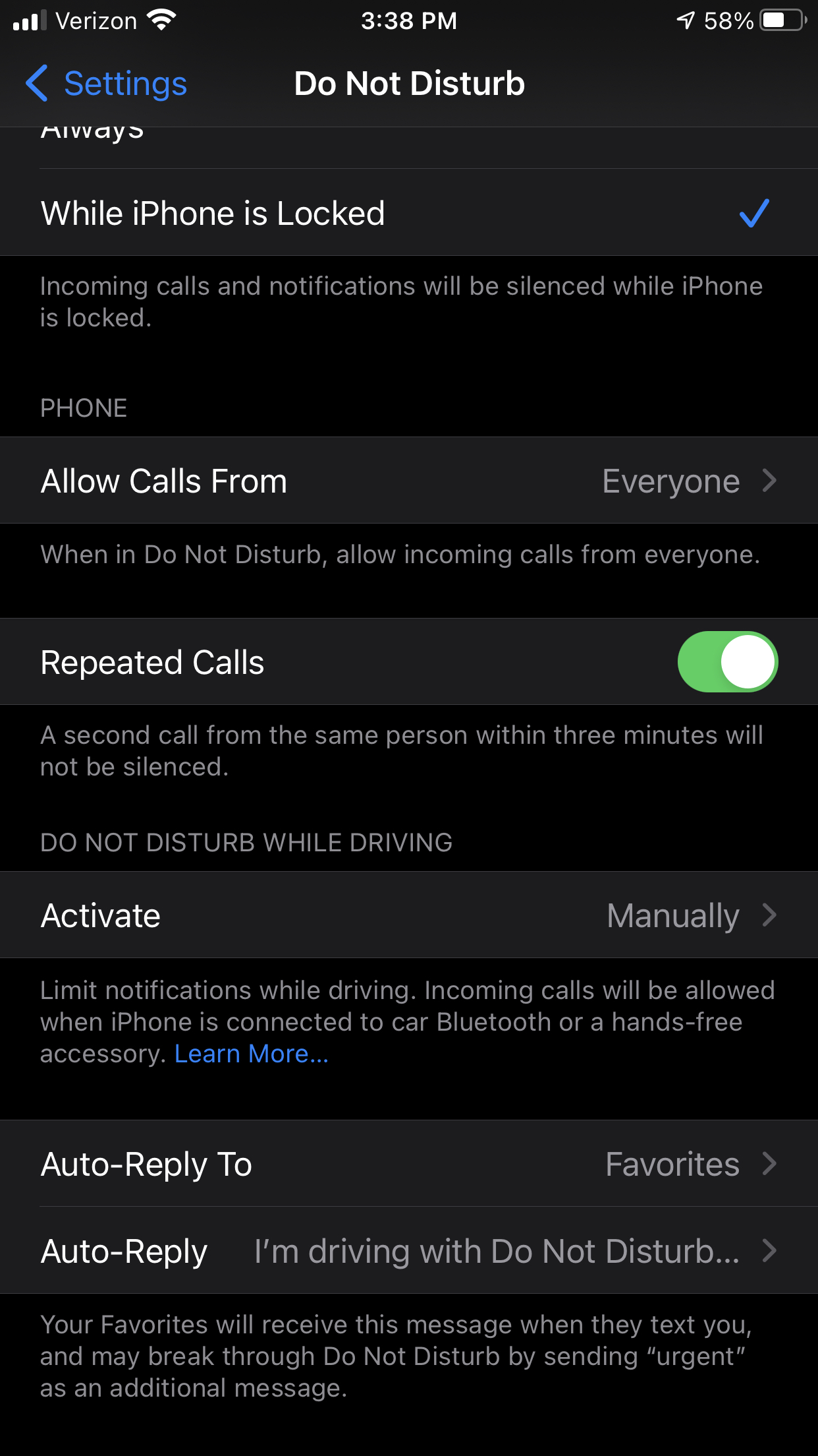 Out of Office Message iPhone