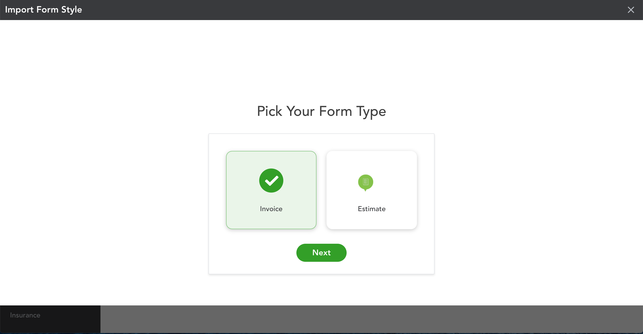 Form Type Invoice or Estimate