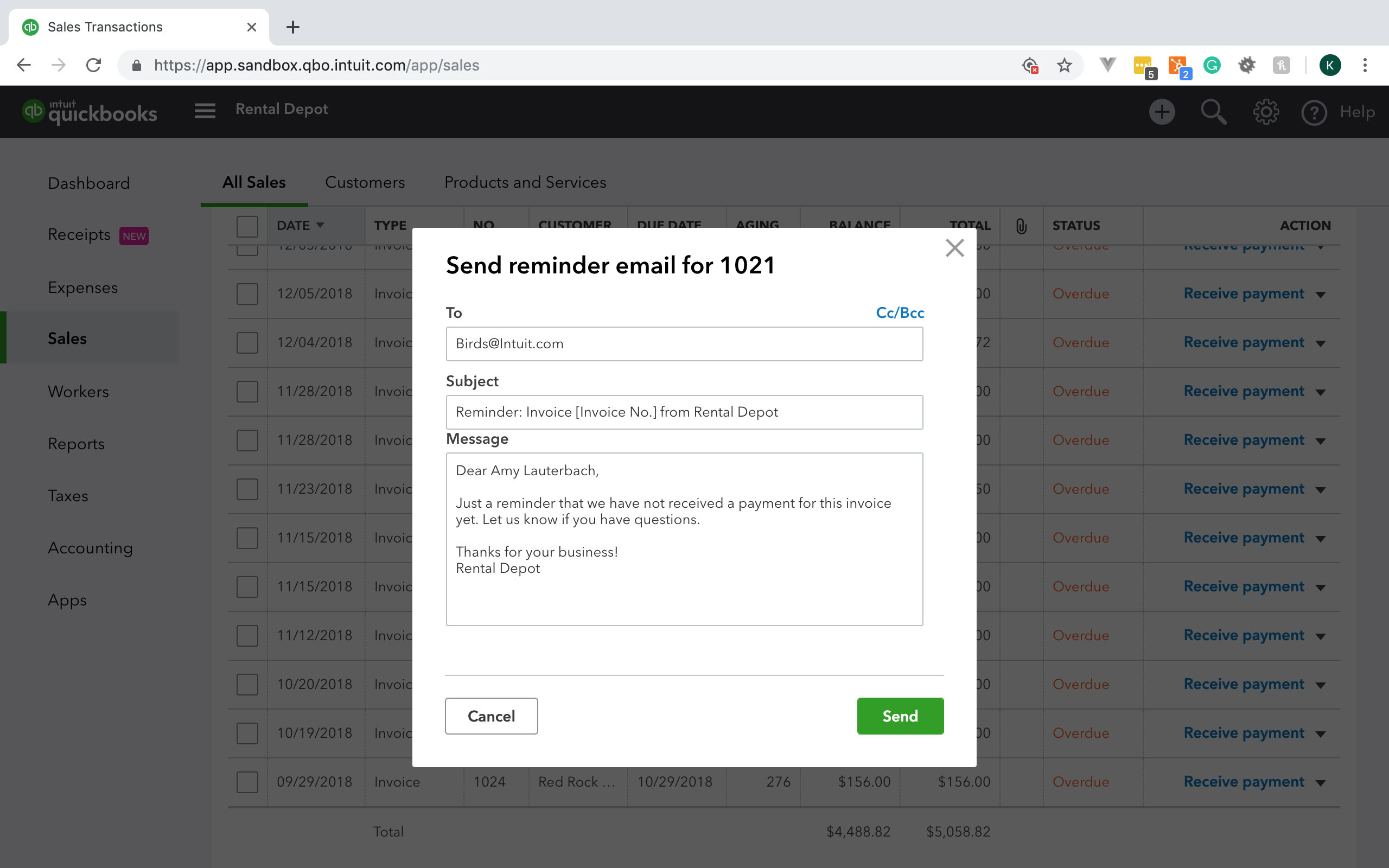 quickbooks-online-send-invoice-reminder-email