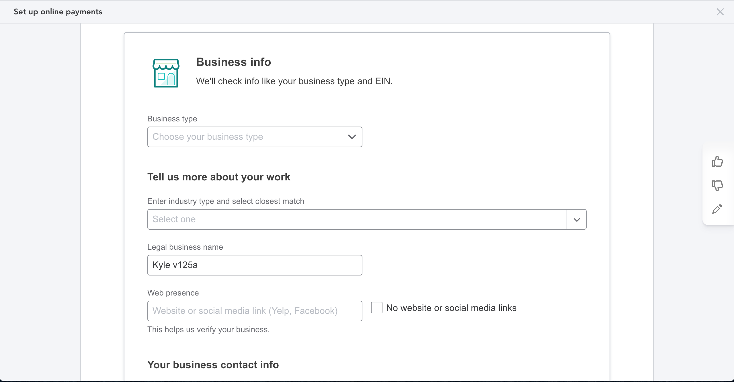 Enter Business Info