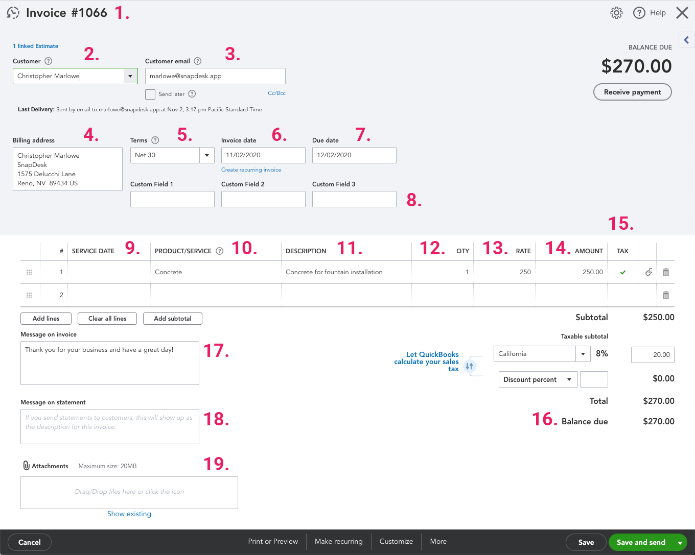 Anatomy of a QuickBooks-Online Invoice
