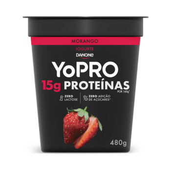 YoPRO pote colherável de 480g sabor morango