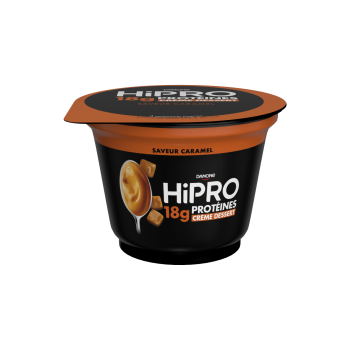 Fais-toi plaisir avec la nouvelle crème dessert HiPRO faible en matières grasses. C’est 18g de protéines pour tes muscles !
