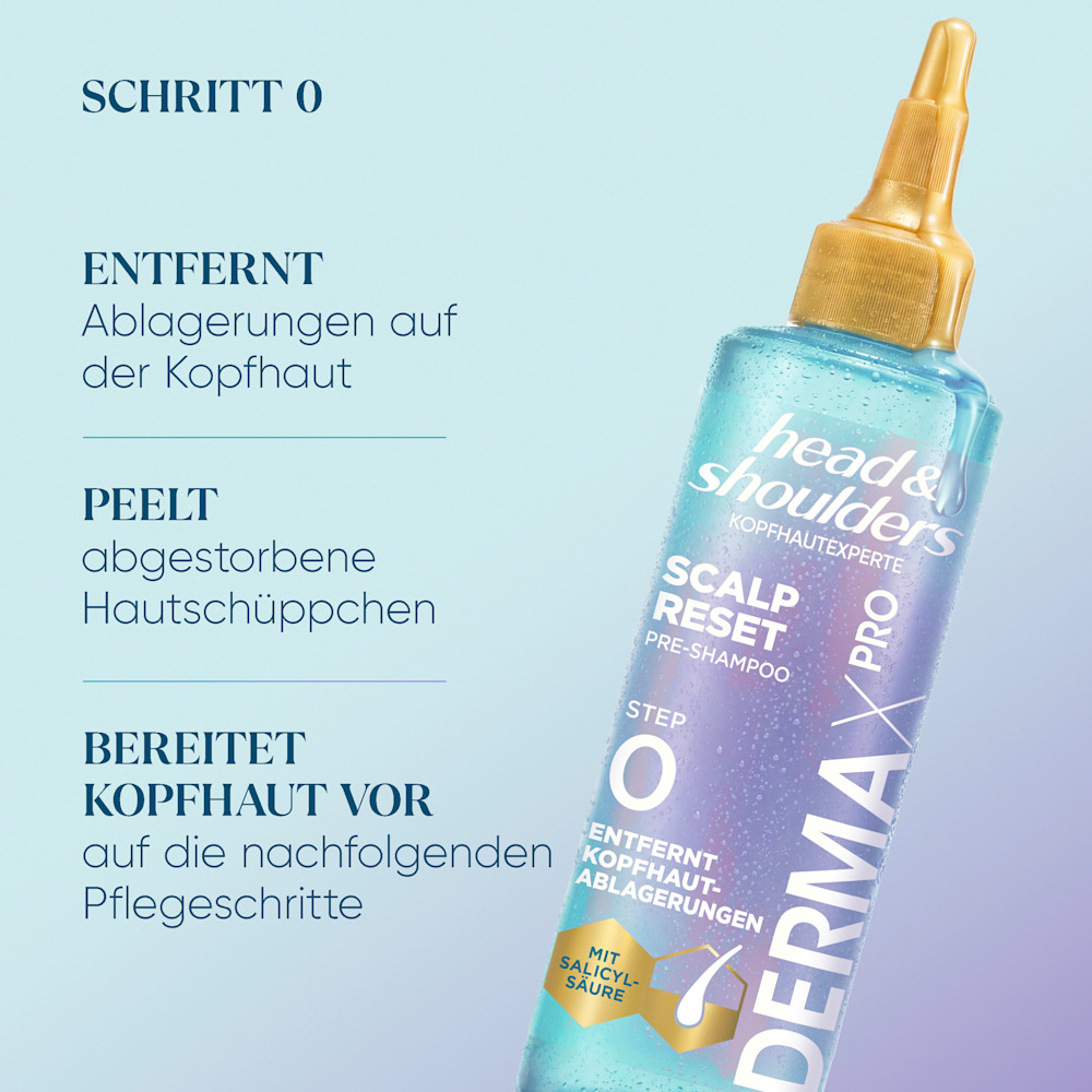 Head & Shoulders DermaX Pro entfernt Kopfhautablagerungen und peelt die Kopfhaut