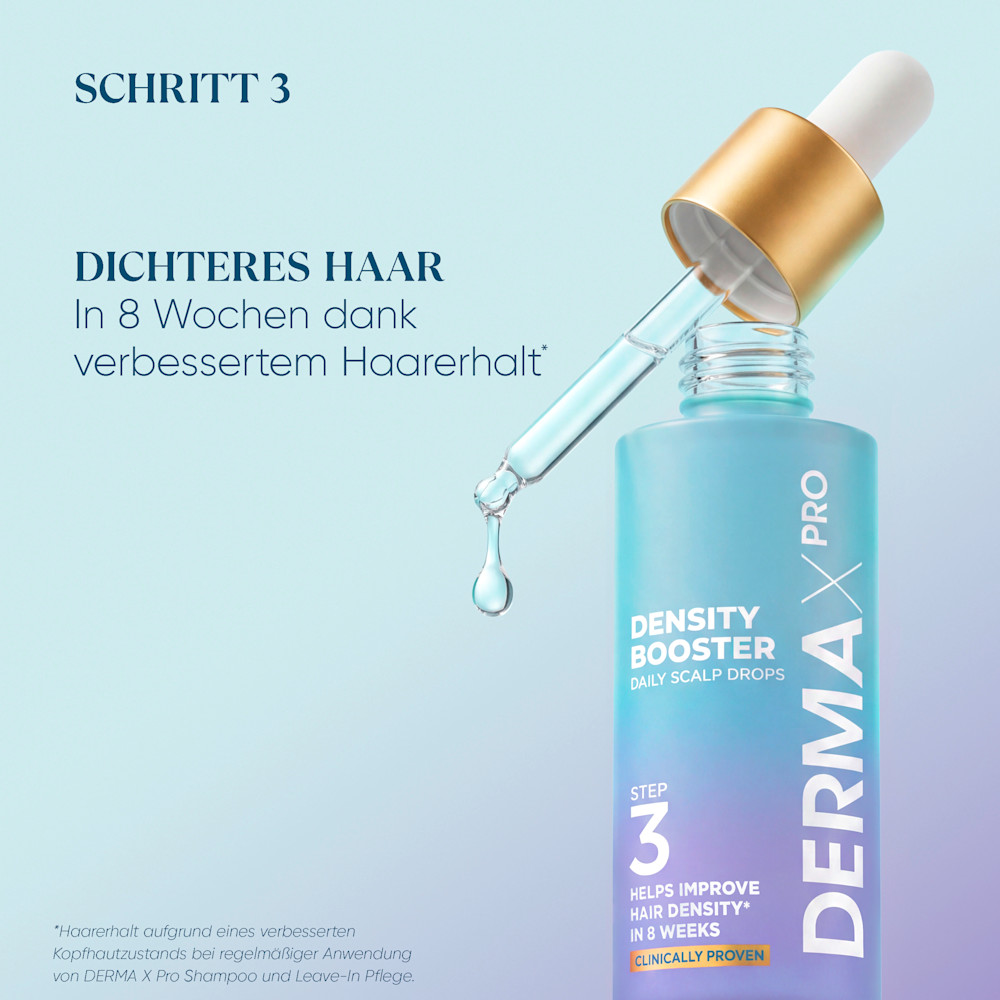 DERMA X Pro Density Booster: Dichteres Haar in 8 Wochen dank verbessertem Haarerhalt, Pipettenflasche mit Serum