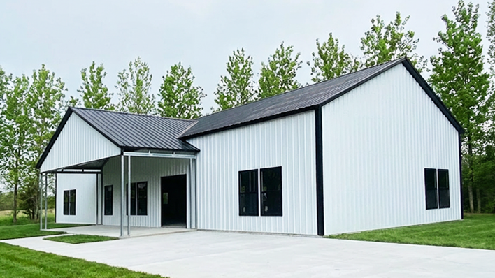 Barndominium with Covered Entry Porch