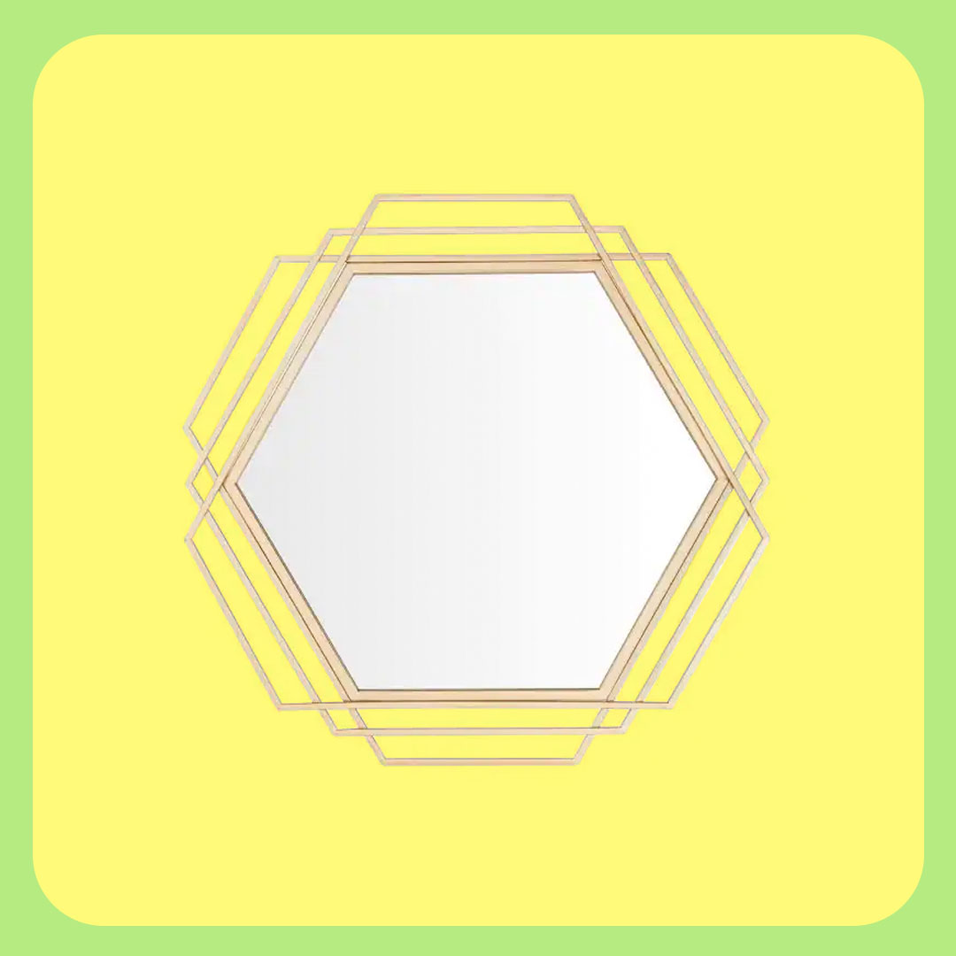 The Home Depot Medium Hexagonal Gold Modern Accent Mirror