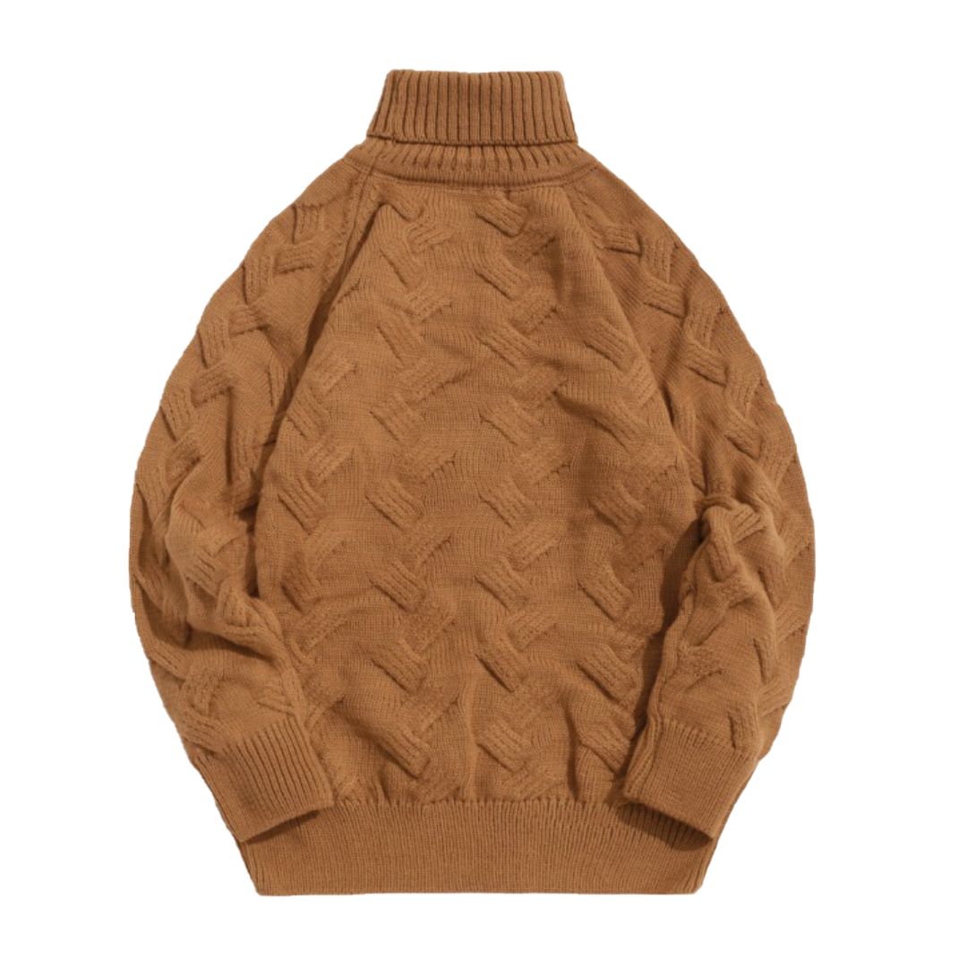 Chunky Knit Raglan Sleeve Turtleneck Pullover Sweater