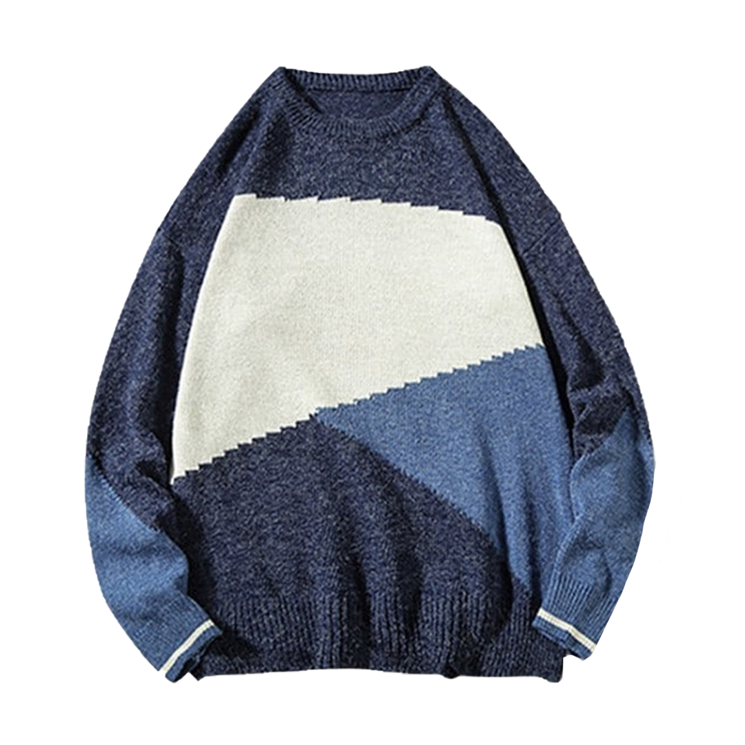 Colorblock Splicing Graphic Pullover Sweater