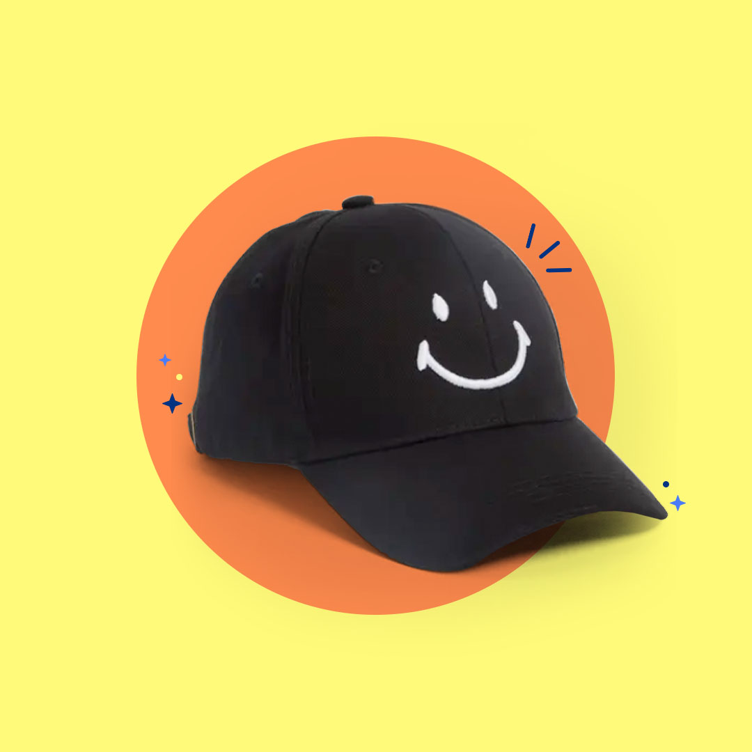 Rue21 Black Smiley Dad Hat