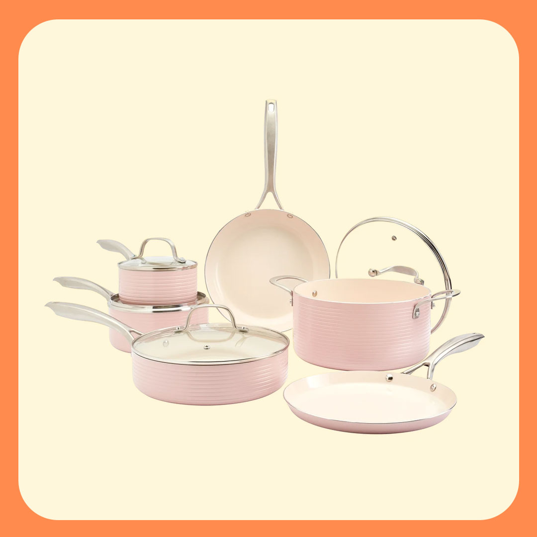 Denmark 10PC Hamilton Aluminum Cookware Set - Blush