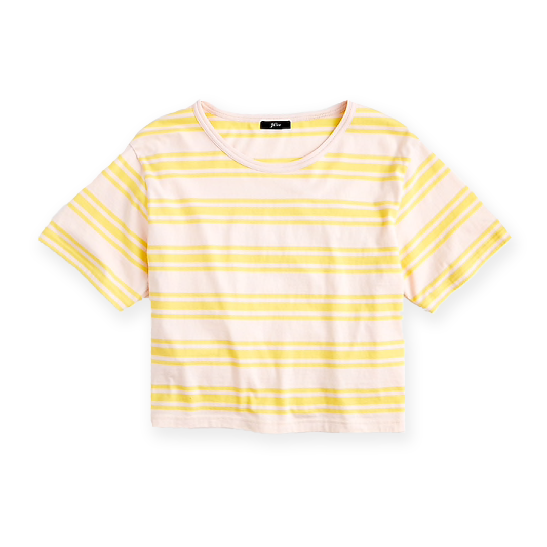Cropped T-Shirt In Multi-Stripe