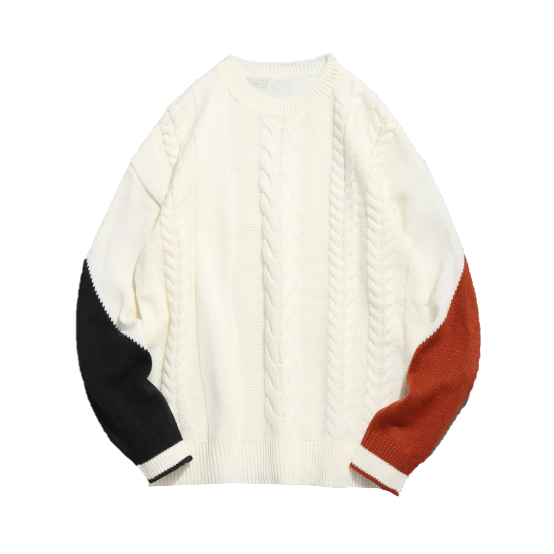Contrast Twist Cable Knitted Sweater