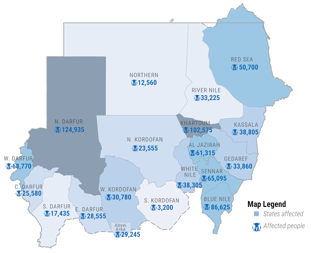 Flood-affected people by state, as of 6 October 2020 (Source: HAC)