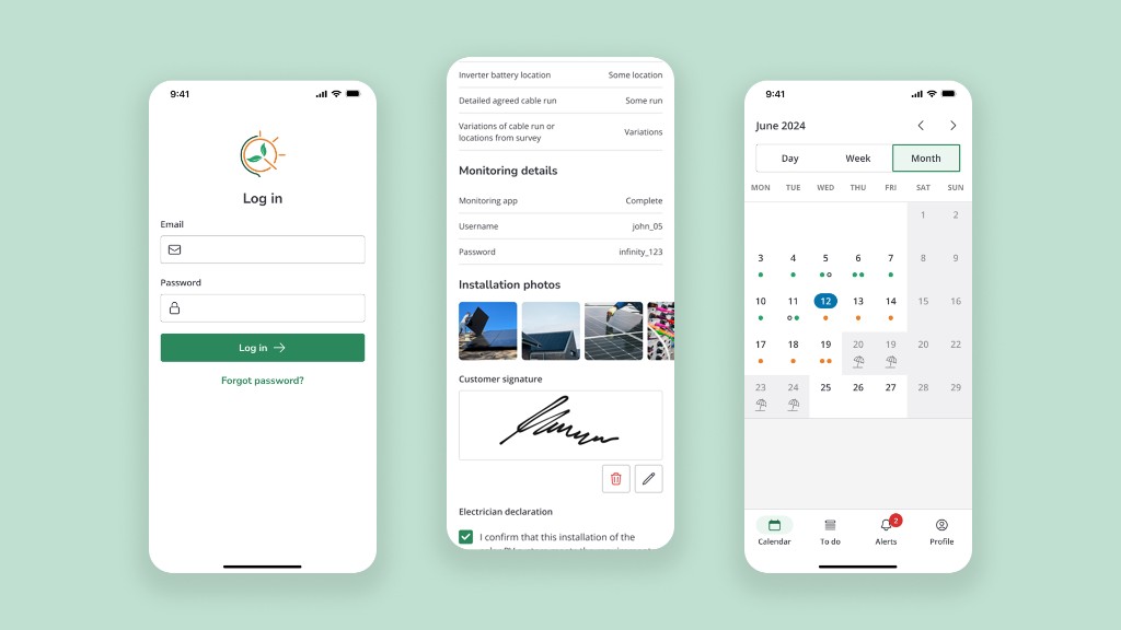 Infinity Renewables — mobile field reporting