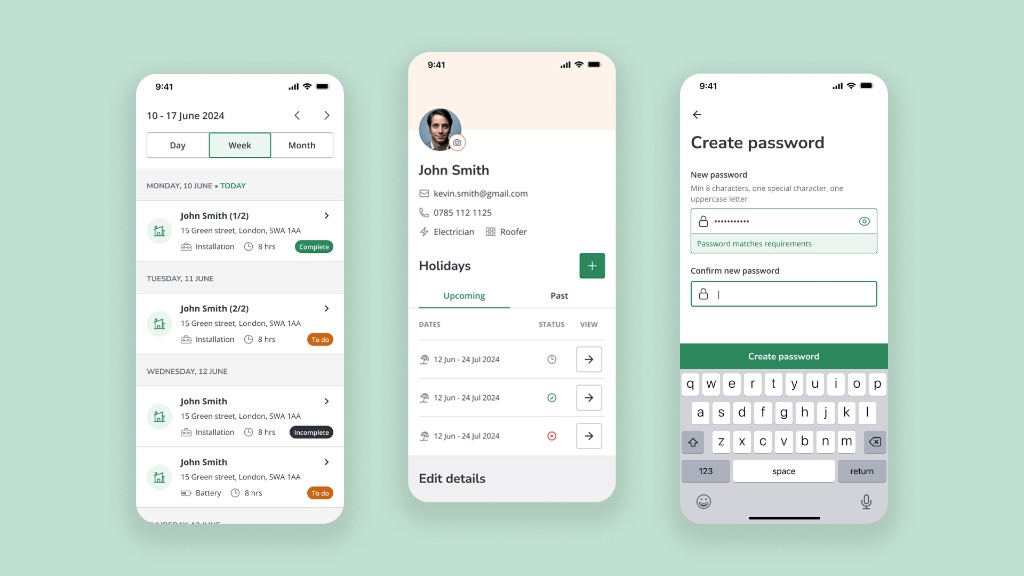 Infinity Renewables — mobile contractor diary