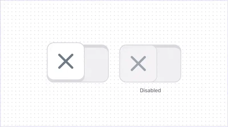 scrap-switches Isolated on a white background, two switches are arranged side by side. While the second switch remains disabled, the first switch switches from on to off.
