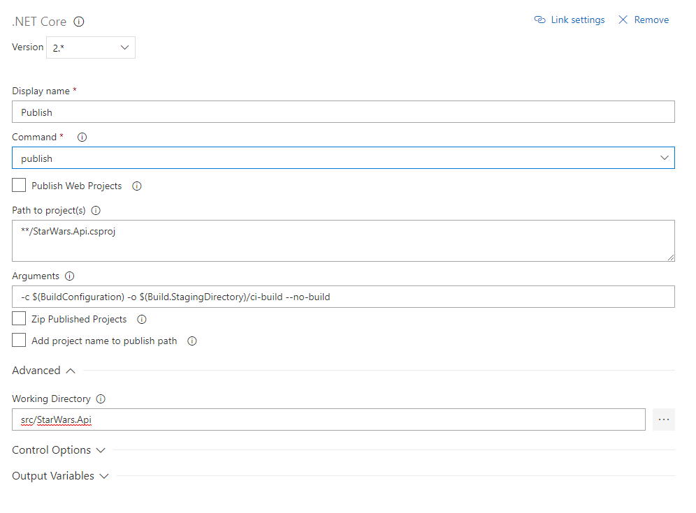 Azure DevOps Publish step