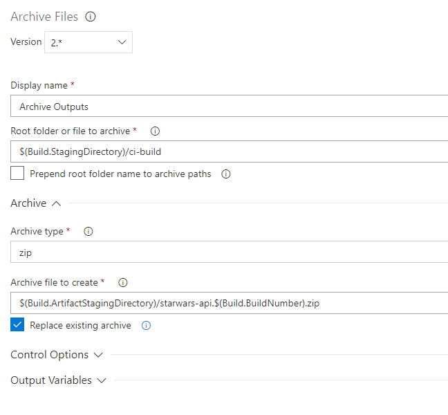 Azure DevOps Archive step