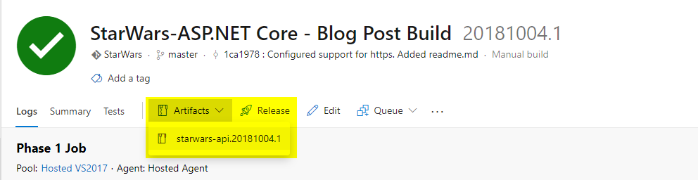Azure DevOps artifact name