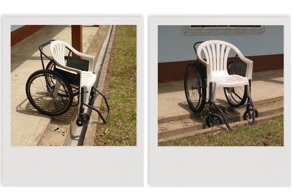 Rolstoel in Ghana Soms moet je het doen met de middelen die je hebt